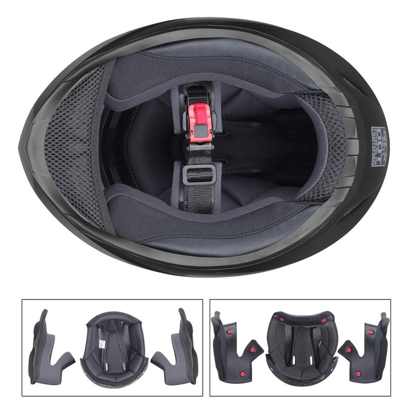 GLX GX11 Compact Motorcycle Helmet - Matte Black, Medium - Full Face w/ Tinted Visor, DOT Approved - Image 3
